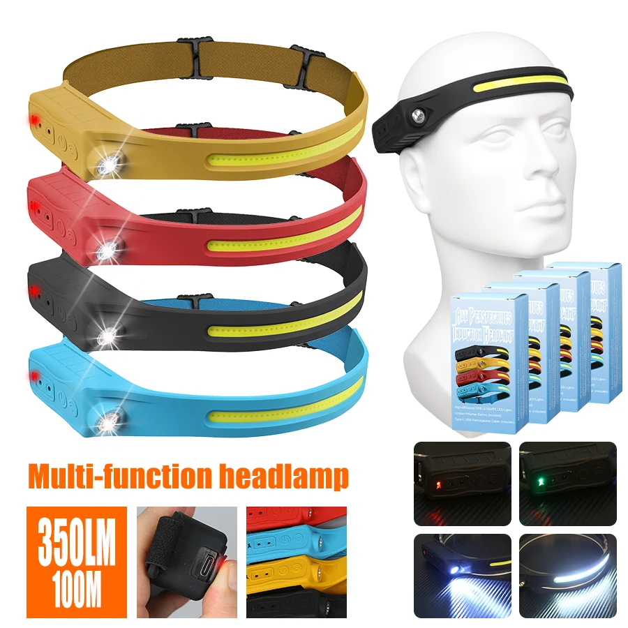 Headlamp Waterproof Rechargeable - Lampu Depan Isi Ulang 350 Lumen