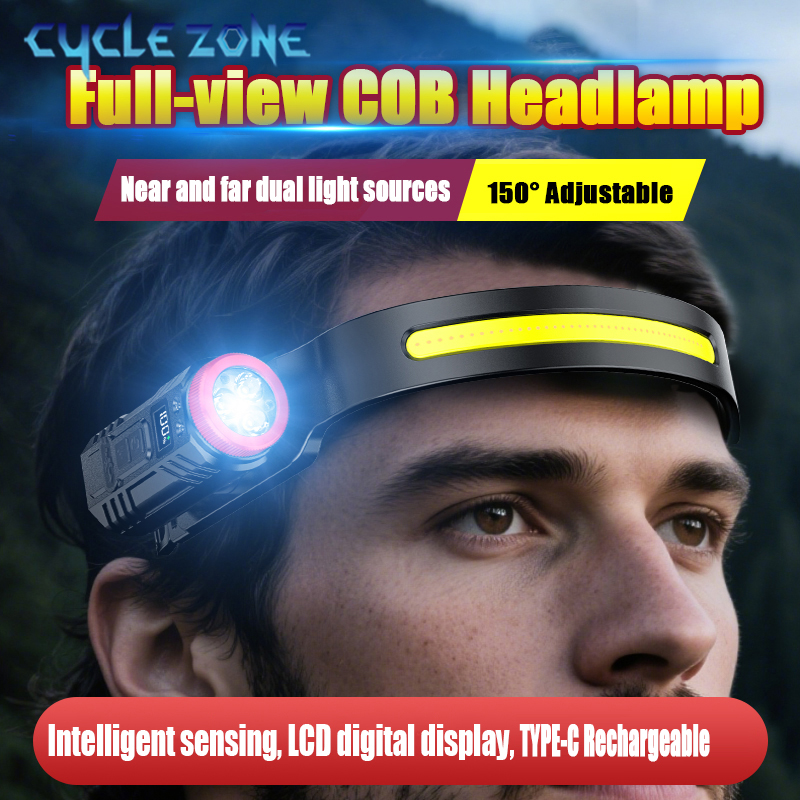 Outdoor Adventure Zone - Lampu Kepala Sensor Gerak COB Ganda,