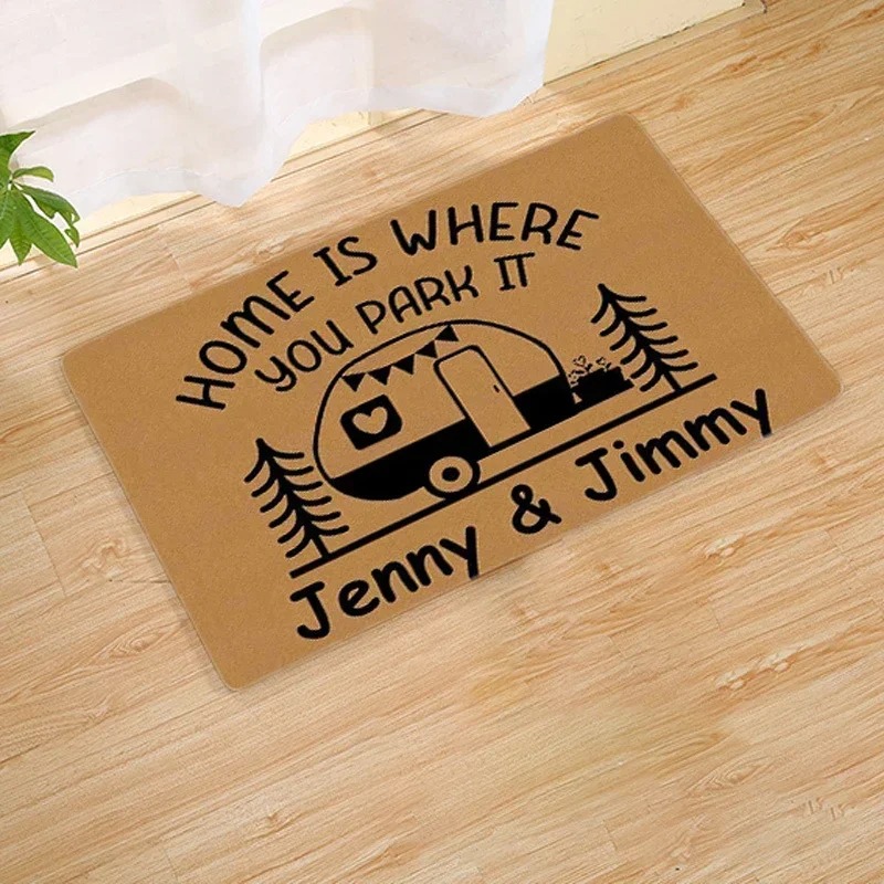 Outdoor Adventure Names - Karpet Lantai Bermotif Camper Trailer, Dekorasi