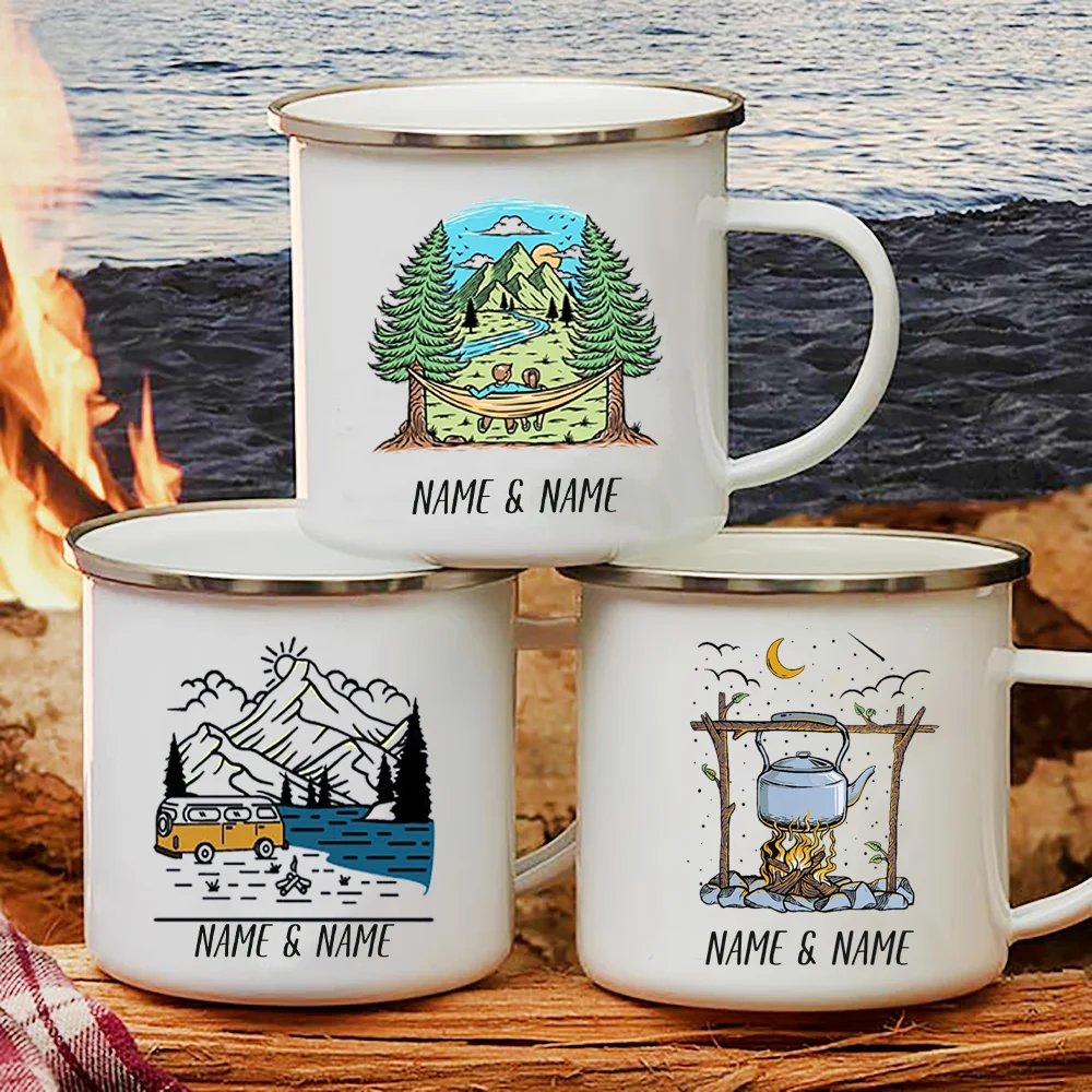 Outdoor Adventure Names - Mug Enamel dengan nama yang dipersonalisasi