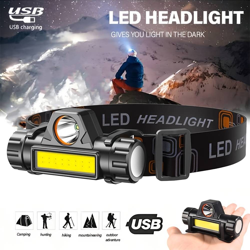 Headlamp Waterproof Rechargeable - Lampu Depan Super Terang, Senter Tahan