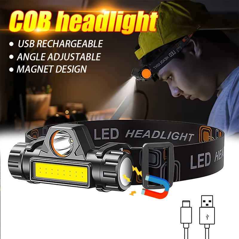 Headlamp Waterproof Rechargeable - Lampu Kepala LED COB Super Terang