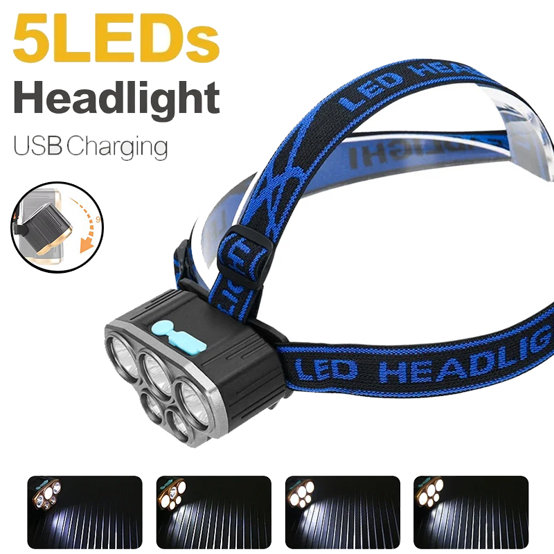 Senter Kepala 5 LED Isi Ulang  - Headlamp Waterproof Rechargeable ulasan dan harga