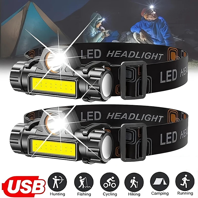 Lampu Kepala LED COB USB Isi U - Headlamp Waterproof Rechargeable ulasan dan harga