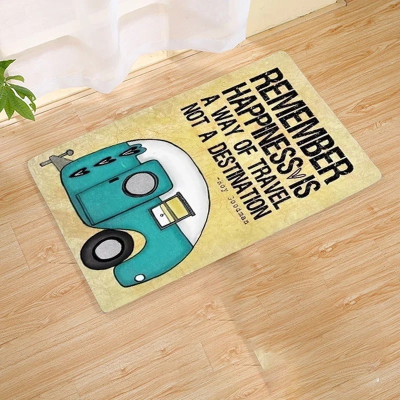 Karpet Lantai Bermotif Camper  - Outdoor Adventure Names ulasan dan harga