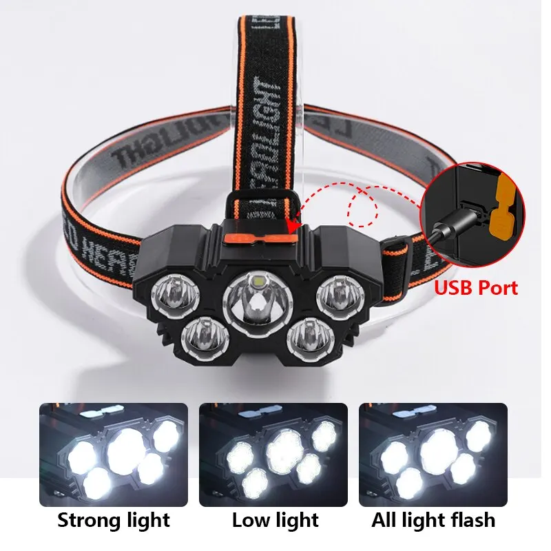 Lampu Kepala LED 5 yang Dapat  - Headlamp Waterproof Rechargeable ulasan dan harga