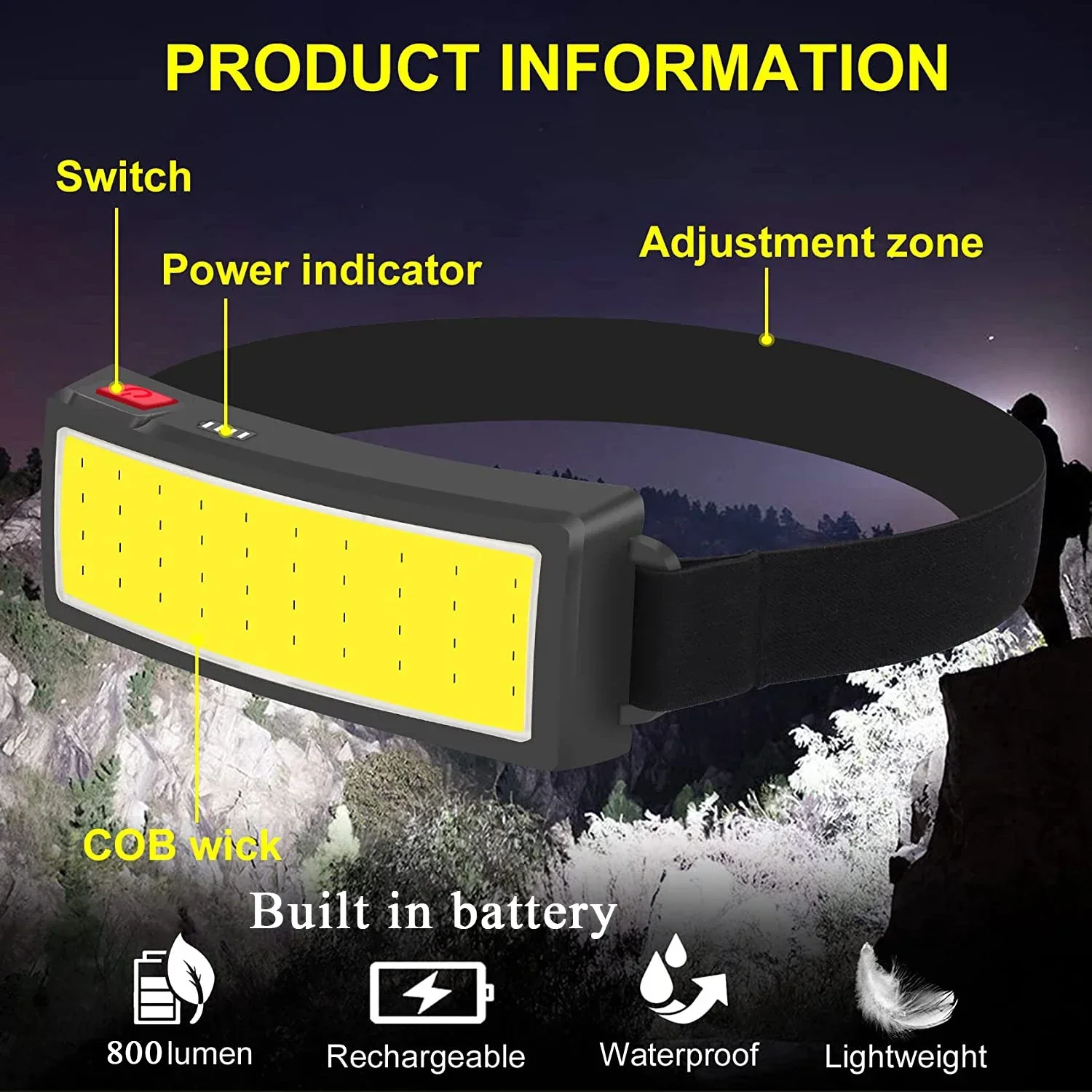 Lampu Depan LED COB Kuat Sente - Headlamp Waterproof Rechargeable ulasan dan harga