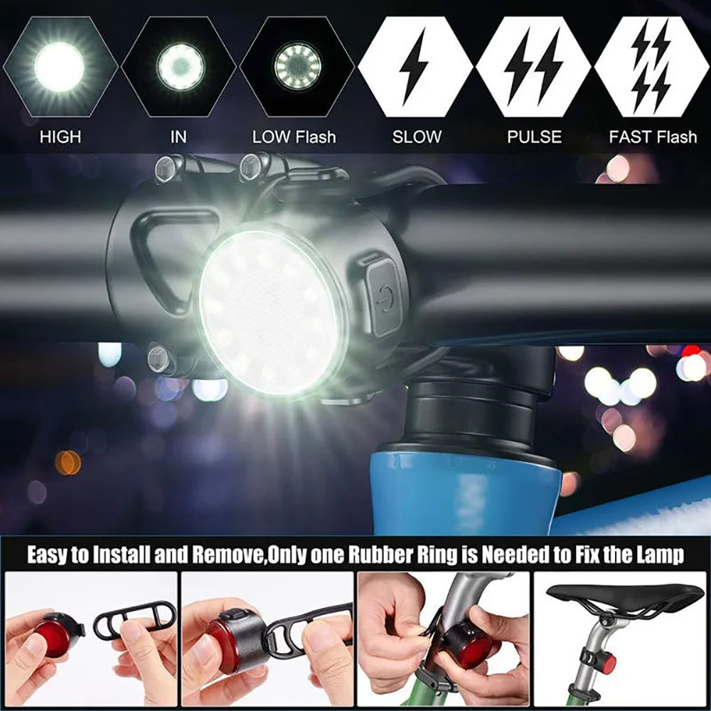 Set Lampu Sepeda LED Tahan Air - Headlamp Waterproof Rechargeable ulasan dan harga
