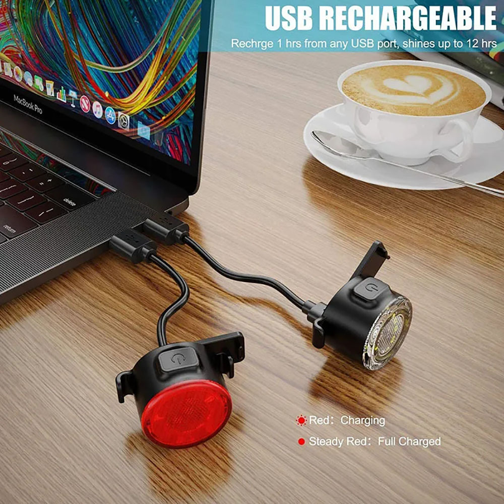 Set Lampu Sepeda LED Tahan Air - Headlamp Waterproof Rechargeable ulasan dan harga